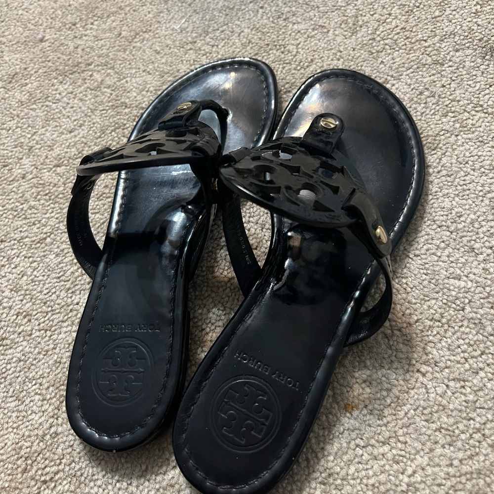 Tory Burch Black Patent Leather Sandals